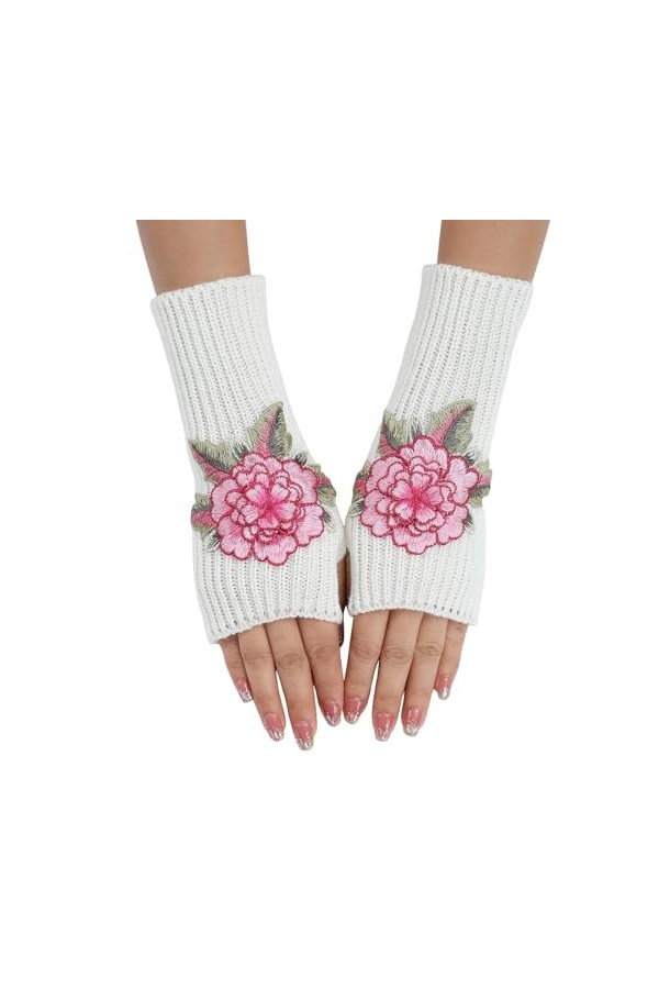 Briskorry Mitaines sans doigts pour femme - Gants dhiver chauds en tricot - Motif tressé - Chauffe-bras - Mitaines longues -