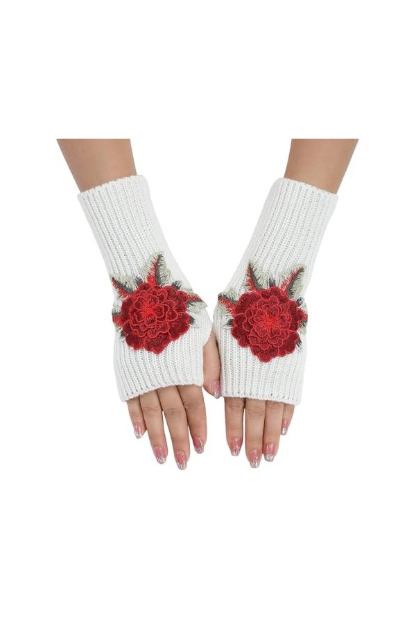 Briskorry Mitaines sans doigts pour femme - Gants dhiver chauds en tricot - Motif tressé - Chauffe-bras - Mitaines longues -