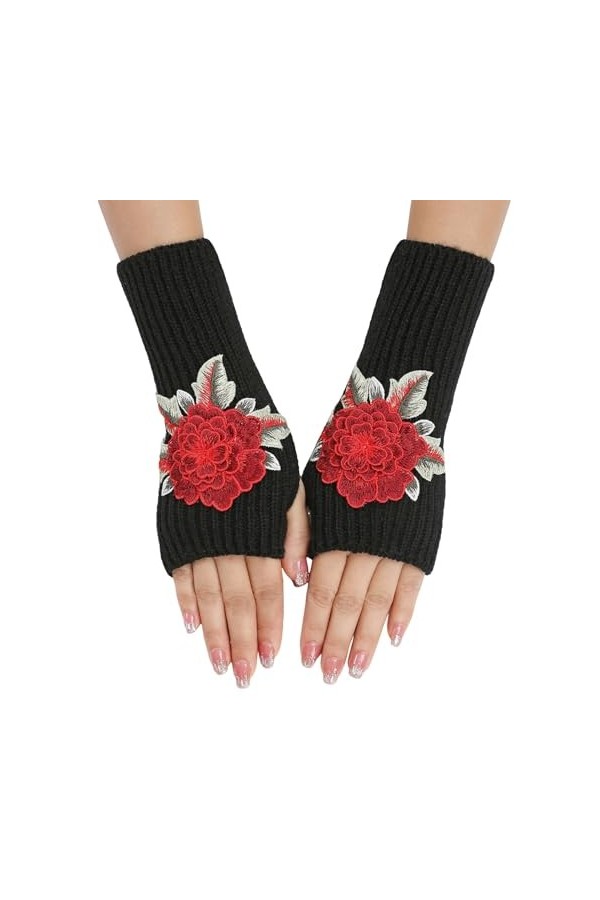 Briskorry Mitaines sans doigts pour femme - Gants dhiver chauds en tricot - Motif tressé - Chauffe-bras - Mitaines longues -