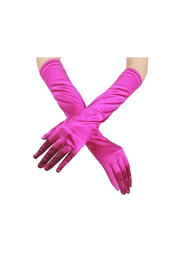 Gants de fête longs en satin avec poche pour femme