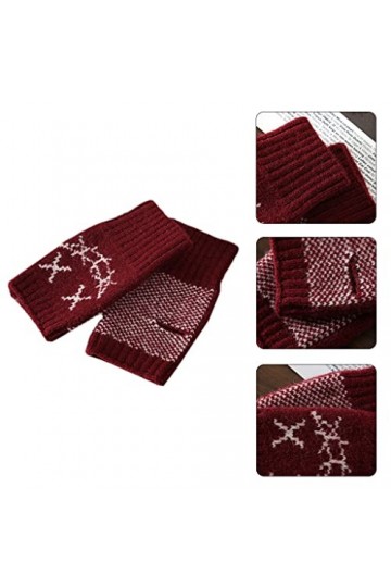 Mitaines en tricot avec trou pour le pouce, Noir , Taille Unique