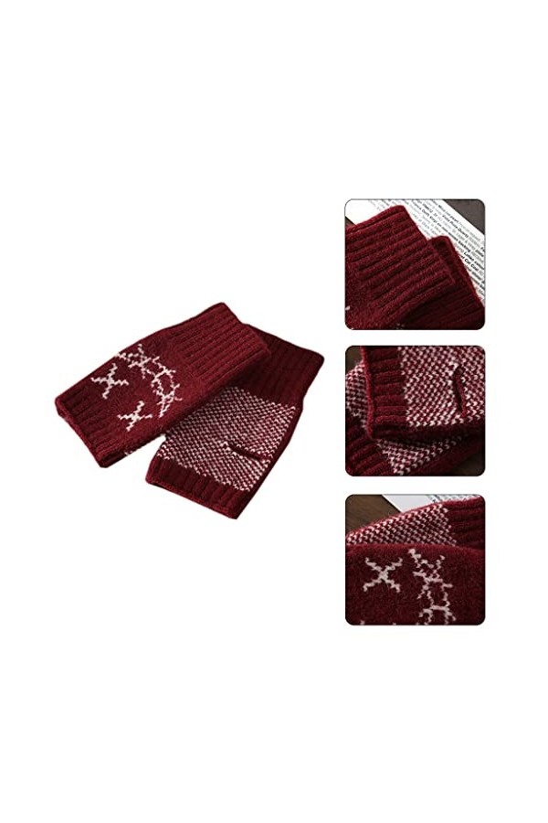 Mitaines en tricot avec trou pour le pouce, Noir , Taille Unique