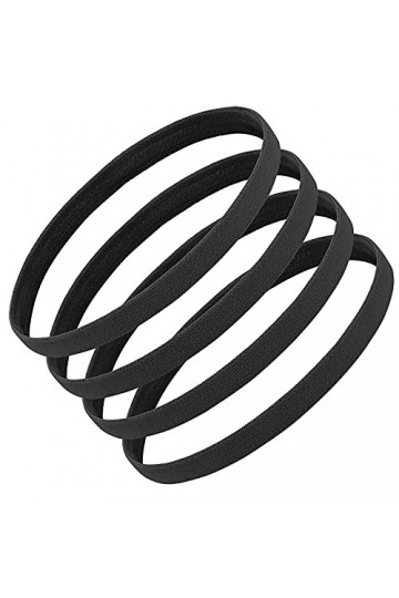 Molain Bandeaux de Sport Minces élastiques Bandeau étroit antidérapant 4 Pcs Grip Hair Band Mini Bandeau Anti-Transpiration p
