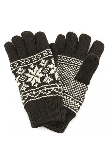 Gants doublés pour femme Motif flocon de neige - Marron - taille unique