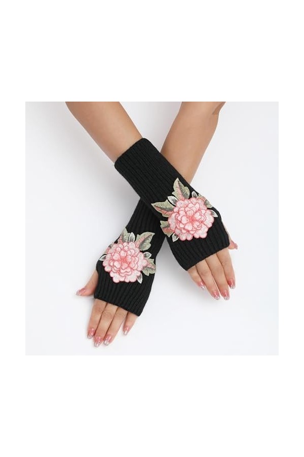 Briskorry Mitaines sans doigts pour femme - Gants dhiver chauds en tricot - Motif tressé - Chauffe-bras - Mitaines longues -