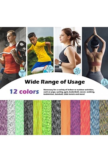 MiDoDo 12 PCS Fascia per Sport Wicking Fascia per Femme Fascia Bandeau Sport pour Femme Respirant Evacuant Lhumidité Elastiq