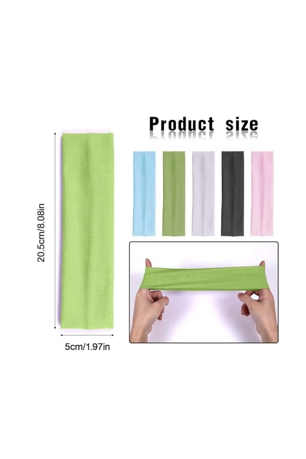 Clyhon 5 Pcs Bandeaux De Coton De Yoga, Bandeau de Sport Elastique, Bandeau Cheveux Femmes et Filles pour Yoga/Pilates/Fitnes
