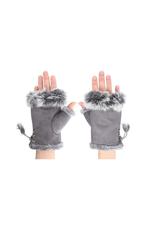 Gants en daim pour femme - Avec bande élastique réglable - Marron - Taille unique