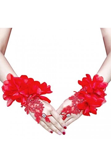 Gant Femme Dentelle,iSpchen Gants de Mariage Sexy Gants Courts Gants De Dentelle Mariée Mitaines De Protection UV Femmes Mari