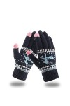 Topways Gants dhiver pour femme, motif élan de Noël tricoté avec écran tactile, gants en polaire épais pour sports de plein 