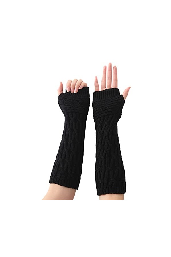 Keepwin Gants dhiver pour femme - Gants chauds coupe-vent élastiques - Noir - Gants thermiques avec poche, Noir , taille uni