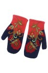 IOOOFU Femmes Hiver Cachemire Chaud Gants Doigts Complets Moufles De Broderie Florale - Cyan
