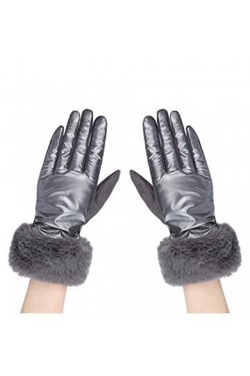 Gants dhiver chauds pour écran tactile pour femme,Moufles en fausse fourrure thermique avec doublure en polaire,Accessoires 
