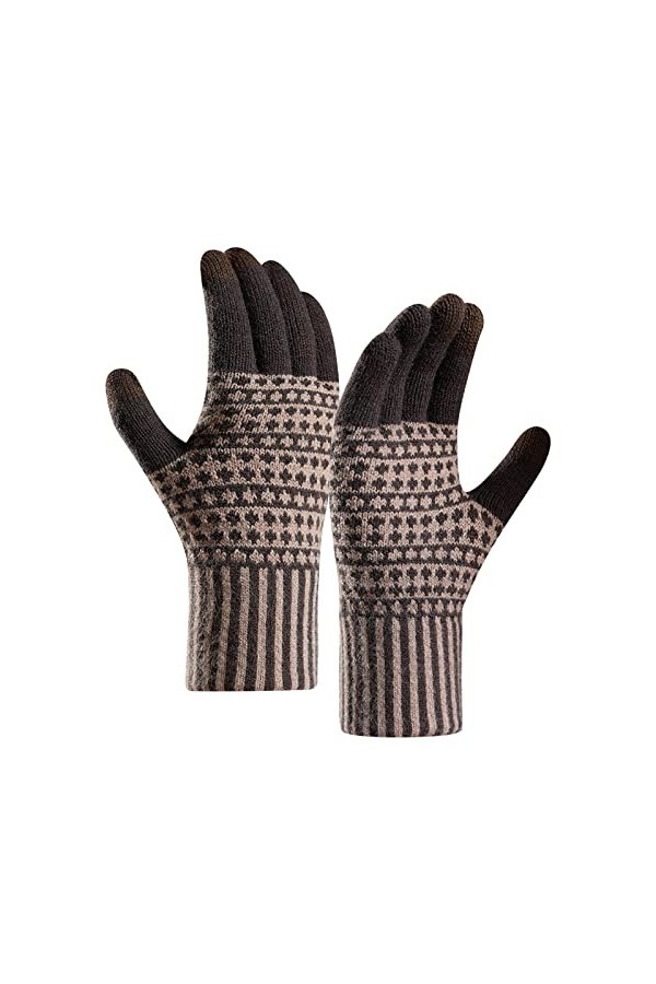 Gants dhiver pour femme - Gants chauds en tricot - Poignets élastiques - Gants de ski pour homme - Rouge - Taille unique