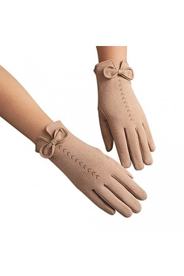 Gants chauds tendance pour femme - Pour lextérieur, léquitation, la conduite - Nœud mignon - En polaire - Gants antidérapan