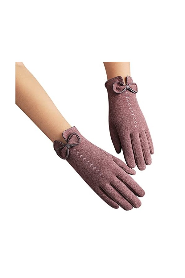 KhG387 Gants chauds en polaire pour femme Marron Taille unique, marron, Taille Unique