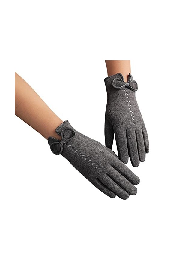 KhG387 Gants chauds en polaire pour femme Gris Taille unique, gris, Taille Unique