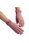 KhG387 Gants chauds en polaire pour femme avec nœud mignon et antidérapant Rose Taille unique, rose, Taille Unique