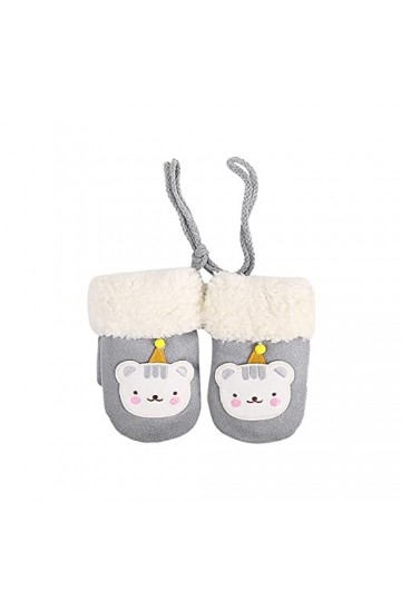 Clicitina Gants Enfants Hiver Chaud Femme Bébé Laine Élève du primaire Mignon Rouge Noël Plus Velours Automne Et Hiver Manche