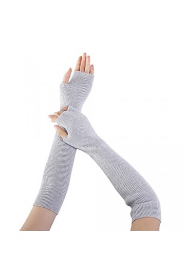 Mitaines longues mitaines en tricot solide pour femme, gris, taille unique