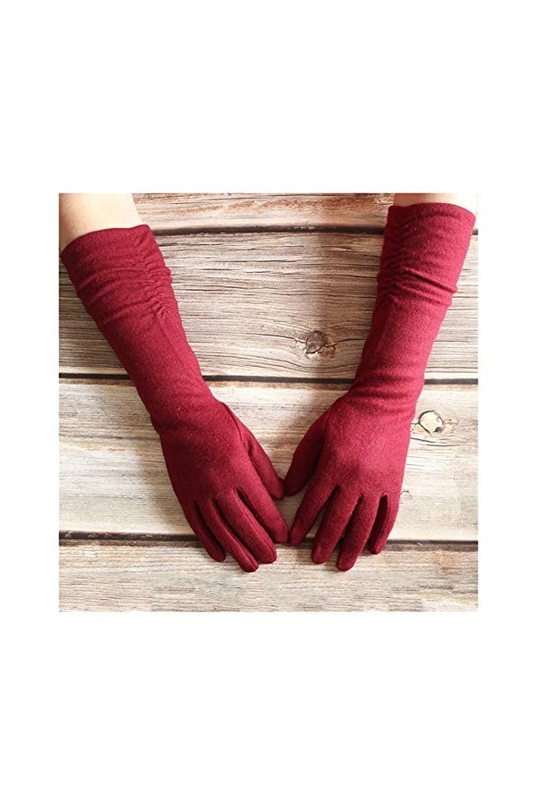 JBIVWW Femmes Gants Longs Couleur Tricot élastique Mode Chaud Gants dhiver Color : Black Elastic, Gloves Size : 8 