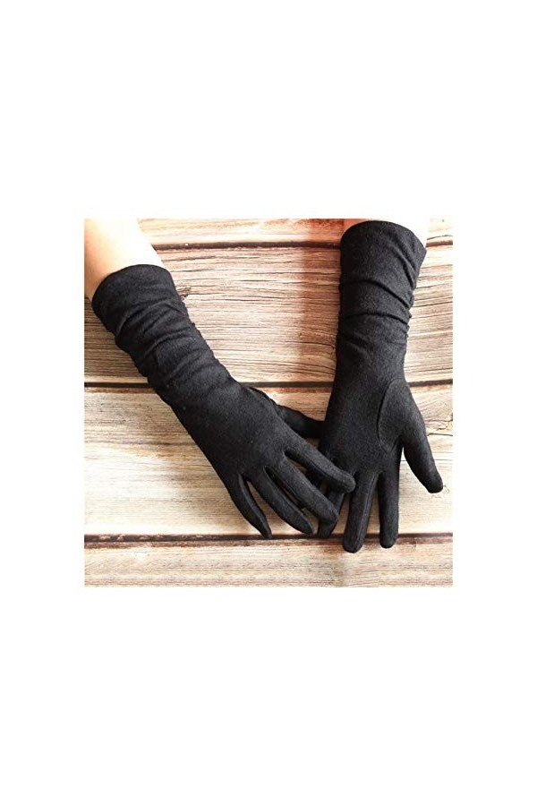 JBIVWW Femmes Gants Longs Couleur Tricot élastique Mode Chaud Gants dhiver Color : Black Elastic, Gloves Size : 8 