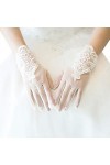 Wr Gants De Mariage Transparents Courts pour Femmes, Mitaines De Mariée en Patchwork De Dentelle Florale