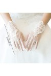 Wr Gants De Mariage Transparents Courts pour Femmes, Mitaines De Mariée en Patchwork De Dentelle Florale