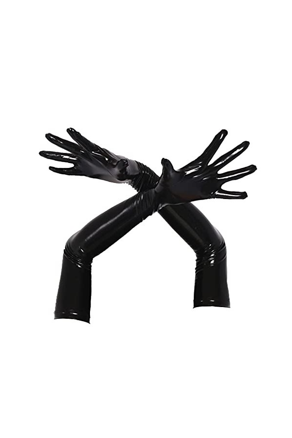 JEATHA Gants Longs en Similicuir Femmes Mitaines Collant Sexy Erotique Accessoire de Robe Mariage Soirée Cérémonie S-XXL Roug