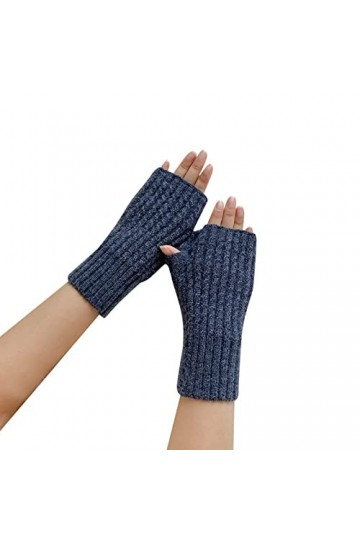 Mitaines en laine tricotée multicolore pour femme Automne et hiver Couleur unie, G, taille unique