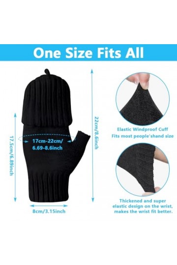 INFOMAG Gants Hiver Homme Femme Mitaine Femme Hiver Chaud Gants Sans Doigts Convertible Demi-Doigts Mitaine avec Couverture D