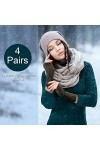 TAGVO Femme Gants sans Doigts 4 Paires, Mitaines Demi Doigts d’Hiver, Mitaines Poignet Chauffants Extensible, Gants Tricotés 