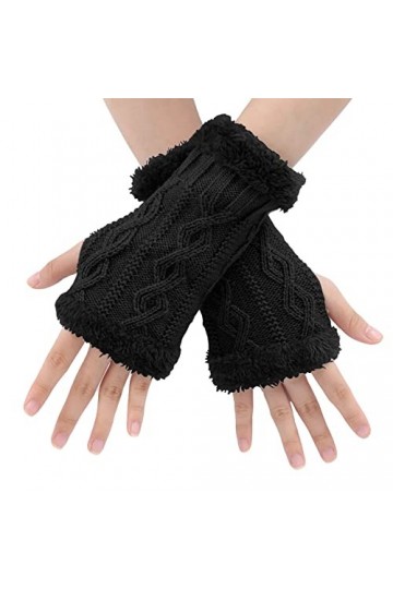 BLURBE Gants Sans Doigt Femme - Gants Mitaine Hiver Epais Tricoté Arm Mitaine Gants Chauff pour Femme Gants Sans Doigts Chaud