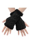 BLURBE Gants Sans Doigt Femme - Gants Mitaine Hiver Epais Tricoté Arm Mitaine Gants Chauff pour Femme Gants Sans Doigts Chaud