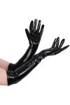 Geyoga Gants de Soirée Gants Opéra Brillants Élastiques Gants Effet Mouillé Gants Longs pour Femme Costume, 20 Pouces Noir 