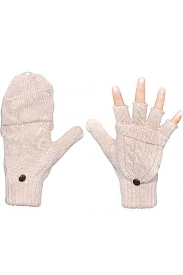 ehsbuy Gants dHiver Pour Femmes Mitaines Sans Doigts Convertibles En Laine Chaude Tricotée