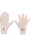 ehsbuy Gants dHiver Pour Femmes Mitaines Sans Doigts Convertibles En Laine Chaude Tricotée