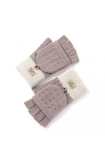 GUODUN Hiver Élastique Plus de Velours Femmes Gants pour Femmes Gants à Demi-Doigts Moufles à Rabat Mitaines en Laine de Noël