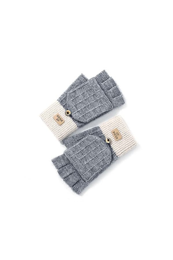 GUODUN Hiver Élastique Plus de Velours Femmes Gants pour Femmes Gants à Demi-Doigts Moufles à Rabat Mitaines en Laine de Noël