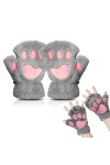 EQLEF Gant Chat Griffe, Gants Sans Doigts Mitaine Femme Patte de Chat Mignon Gants en Peluche Gants Dhiver Chauds Gant Chat 