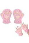 EQLEF Gant Chat Griffe, Gants Sans Doigts Mitaine Femme Patte de Chat Mignon Gants en Peluche Gants Dhiver Chauds Gant Chat 