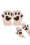 EQLEF Gant Chat Griffe, Gants Sans Doigts Mitaine Femme Patte de Chat Mignon Gants en Peluche Gants Dhiver Chauds Gant Chat 