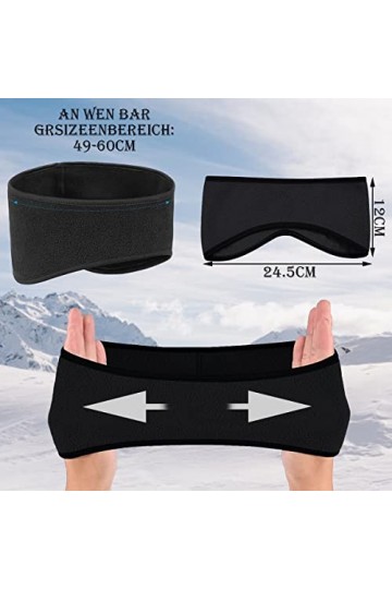 BOYATONG 2 Pièces Bandeau Polaire, Bandeau Sport Femme, Bandeau Cache-Oreilles pour lhiver, Bandeau Elastique pour Adulte Ho
