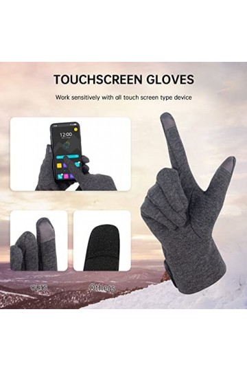 elthmpr Lot de 2 paires de gants dhiver pour femme - Pour écran tactile - En peluche chaude - Doublure coupe-vent - Pour fem