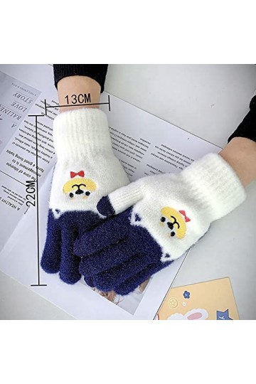 GUODUN Tricot Femme Peluche Froid Moufles Ours Gants pour écran Tactile Accessoires de Mode Gants à Doigts complets Green 