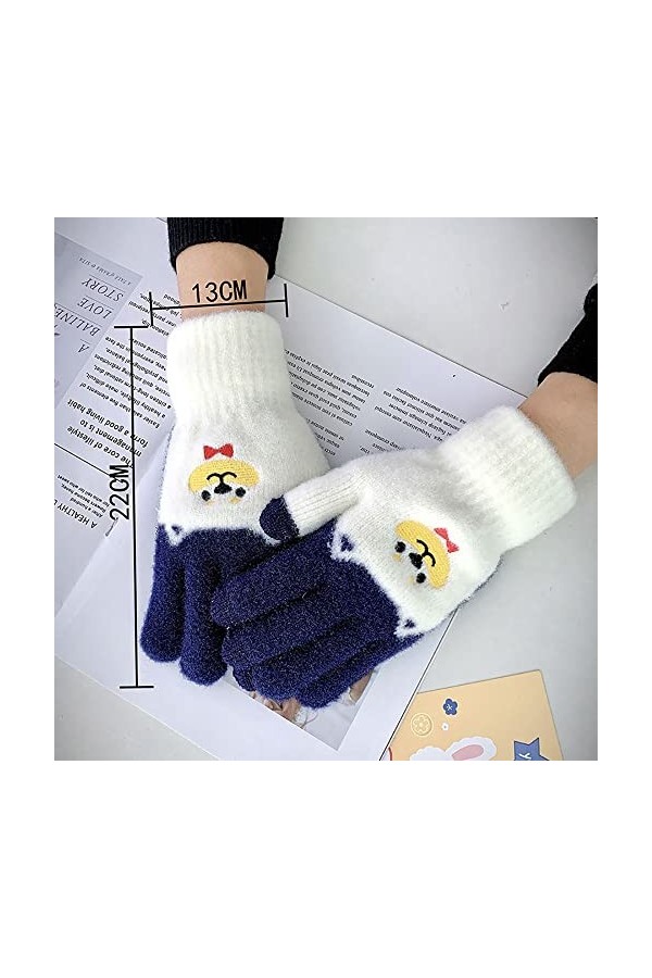 GUODUN Tricot Femme Peluche Froid Moufles Ours Gants pour écran Tactile Accessoires de Mode Gants à Doigts complets Green 