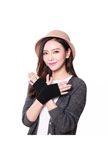 ISABELLE Mitaine Cachemire Gant Coton Confortable Protège Poignet d’Ecriture Etudiant Adulte Chaud Hiver Noir