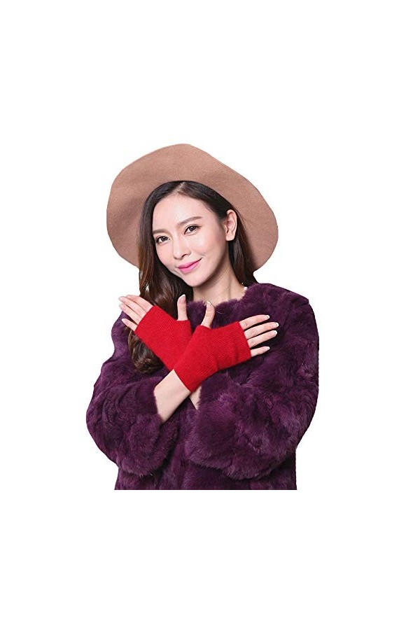 ISABELLE Mitaine Cachemire Gant Coton Confortable Protège Poignet d’Ecriture Etudiant Adulte Chaud Hiver Noir