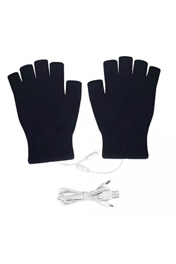 Hanpmy Gants complets et Demi-Doigts Gants Chauffants USB 1pair 5v Mitaines Chaudes en Tricot Unisexe