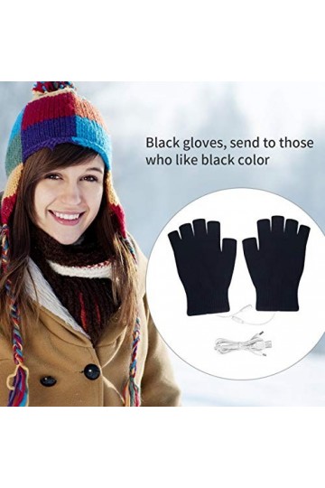 Hanpmy Gants complets et Demi-Doigts Gants Chauffants USB 1pair 5v Mitaines Chaudes en Tricot Unisexe
